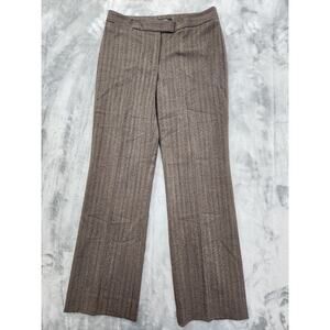 Alfani Stretch Wool Mid Rise Trouser Pants Size 6 Brown Herringbone Office